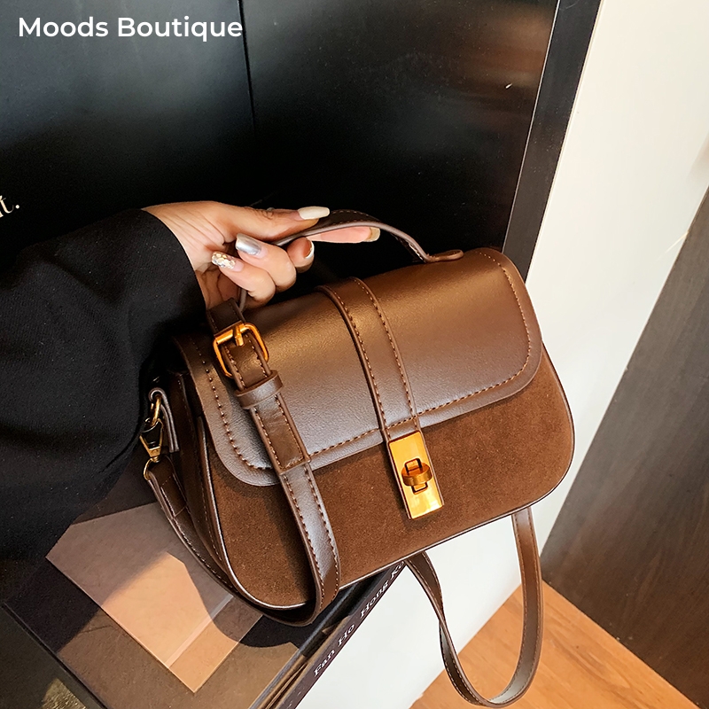 Luxury Bags Store - Markalı Mini Kare Kapaklı Çapraz Askılı