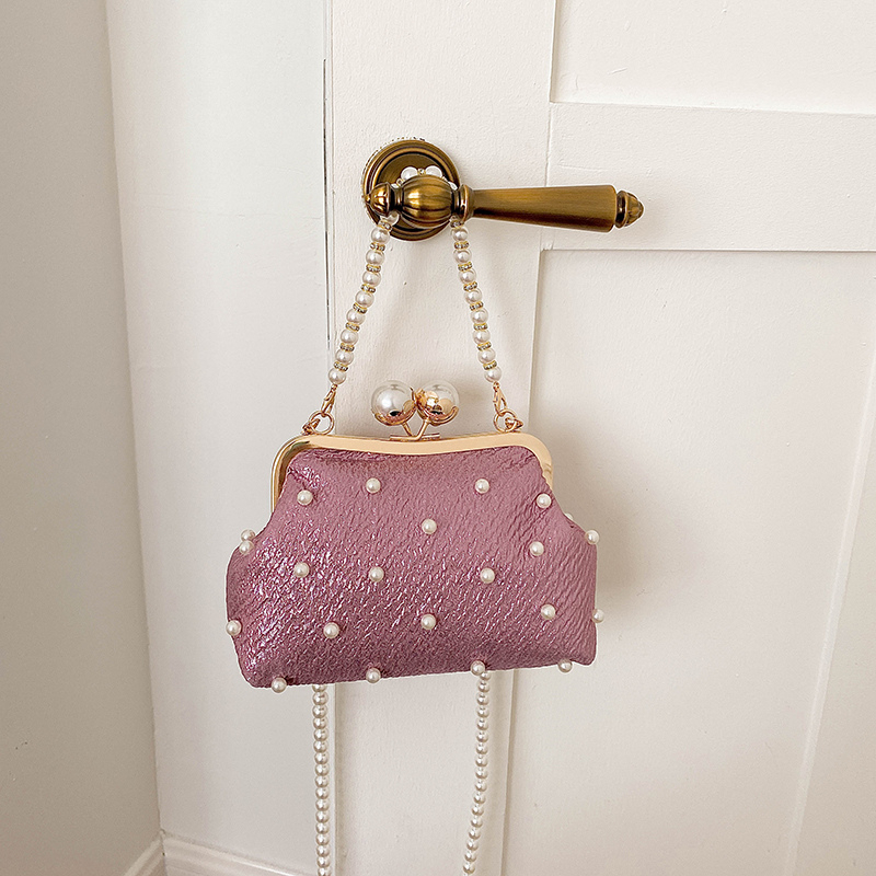 Luxury Bags Affordable - Parıltılı İnci Detaylı Kiss Lock Gece